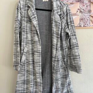 Women's Gray Plaid Sweater Coat
